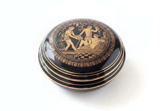 Vintage Greek Ceramic Trinket Box w/24K design