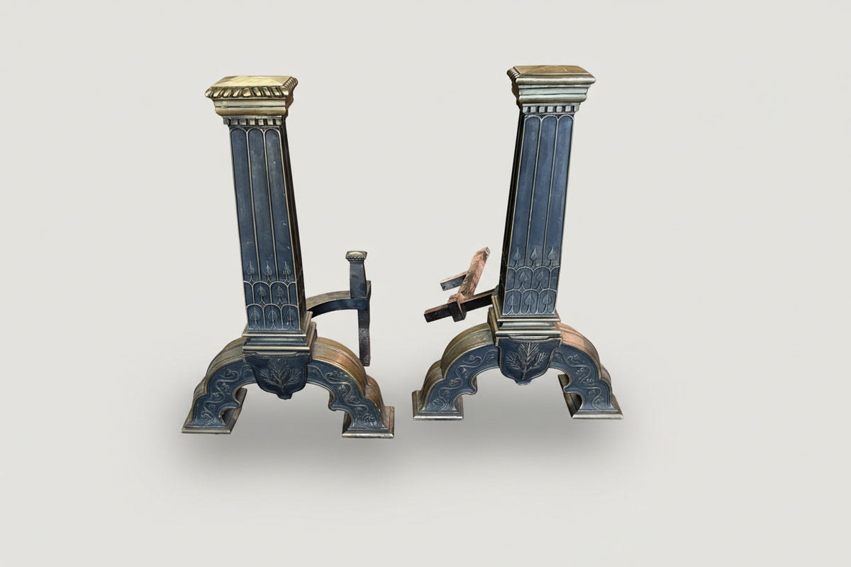 William H. Jackson Co. Brass Andirons – New York Foundry – 19th/20th Century