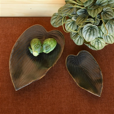 Begonia Leaf Dish, Ceramic, Small, Bronze