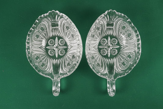 Pressed Glass Leaf Relish/Candy Dishes.