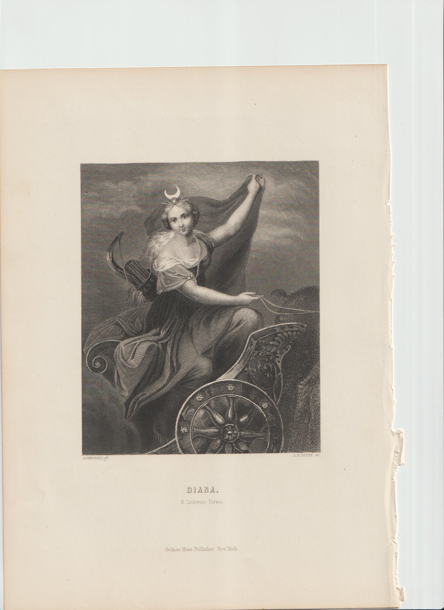 “Antique Selmar Hess Engraving After S. Lodovico da Parma – Renaissance Classical Art Print – 19th‑Century Mythology”