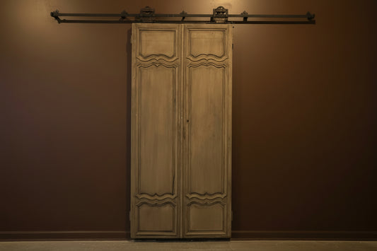 French door on Custom Wrought Iron slider w/pulleys