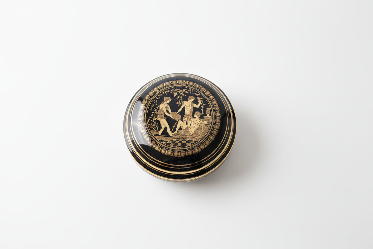 Vintage Greek Ceramic Trinket Box w/24K Gold Design