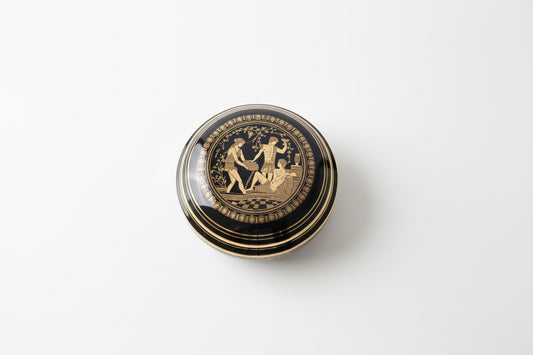 Vintage Greek Ceramic Trinket Box w/24K Gold Design