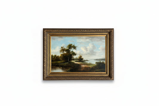 19th Century Lake oil on canvas