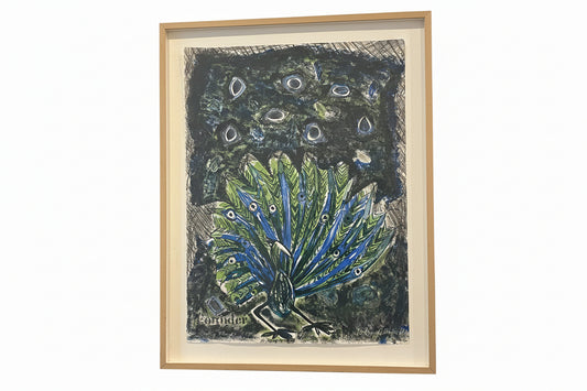 Pretty Peacock Floating in Frame with Cutouts