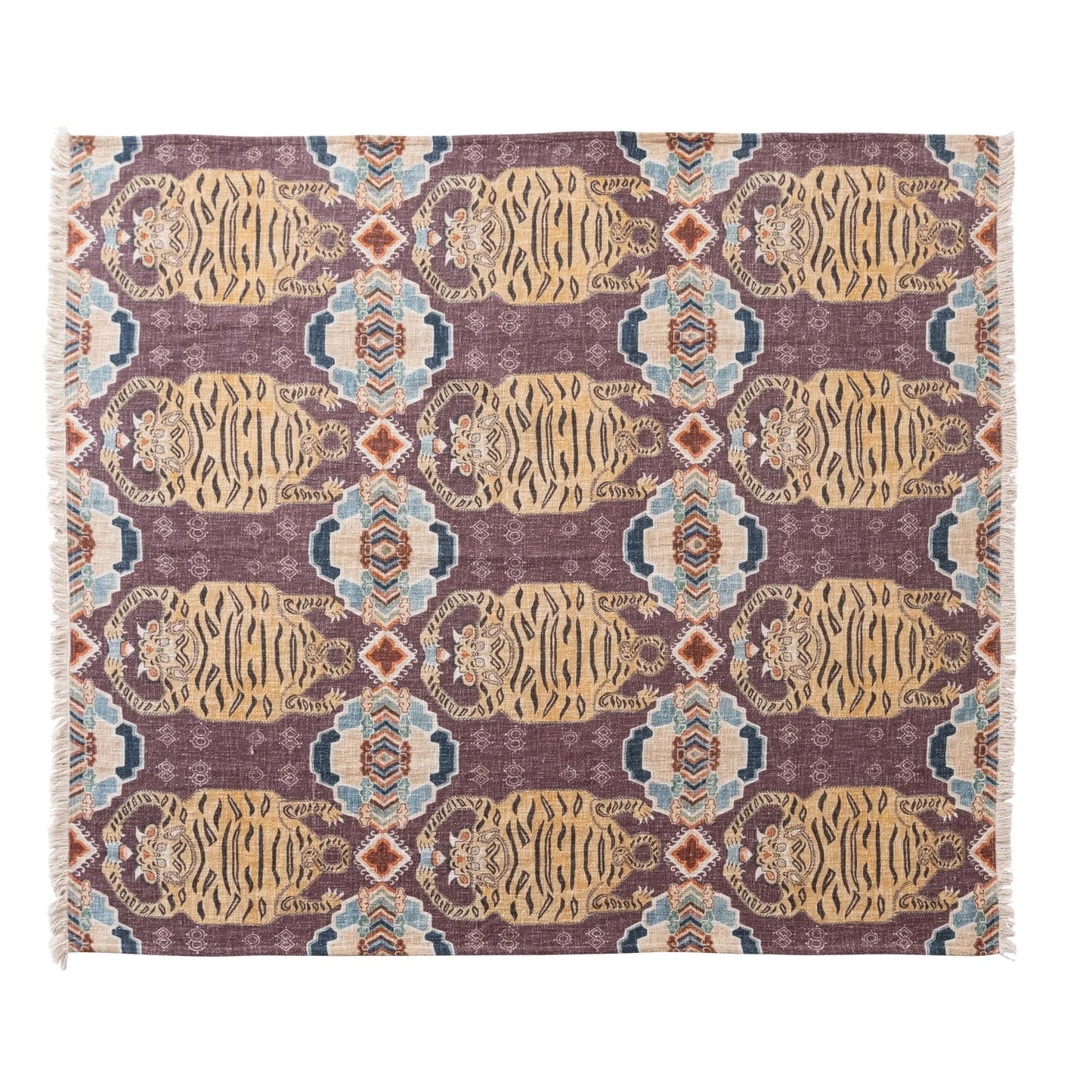 Printed throw w/Tibetan Tigers