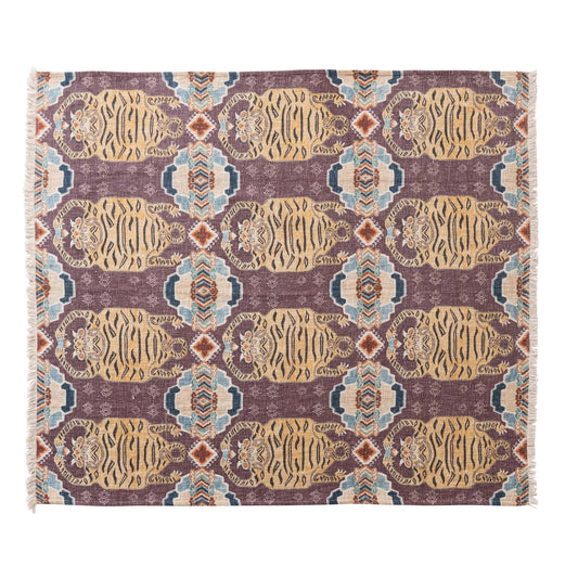 Printed throw w/Tibetan Tigers