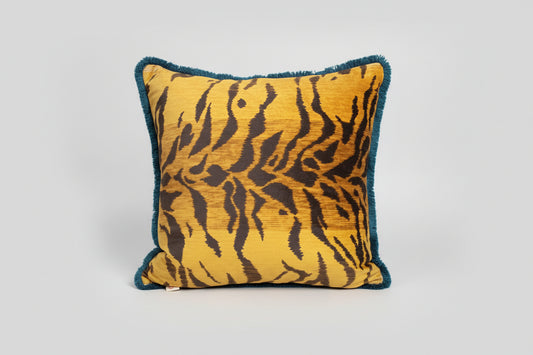 Sumatra Velvet Pillow Double-sided w/Teal Brush Fringe