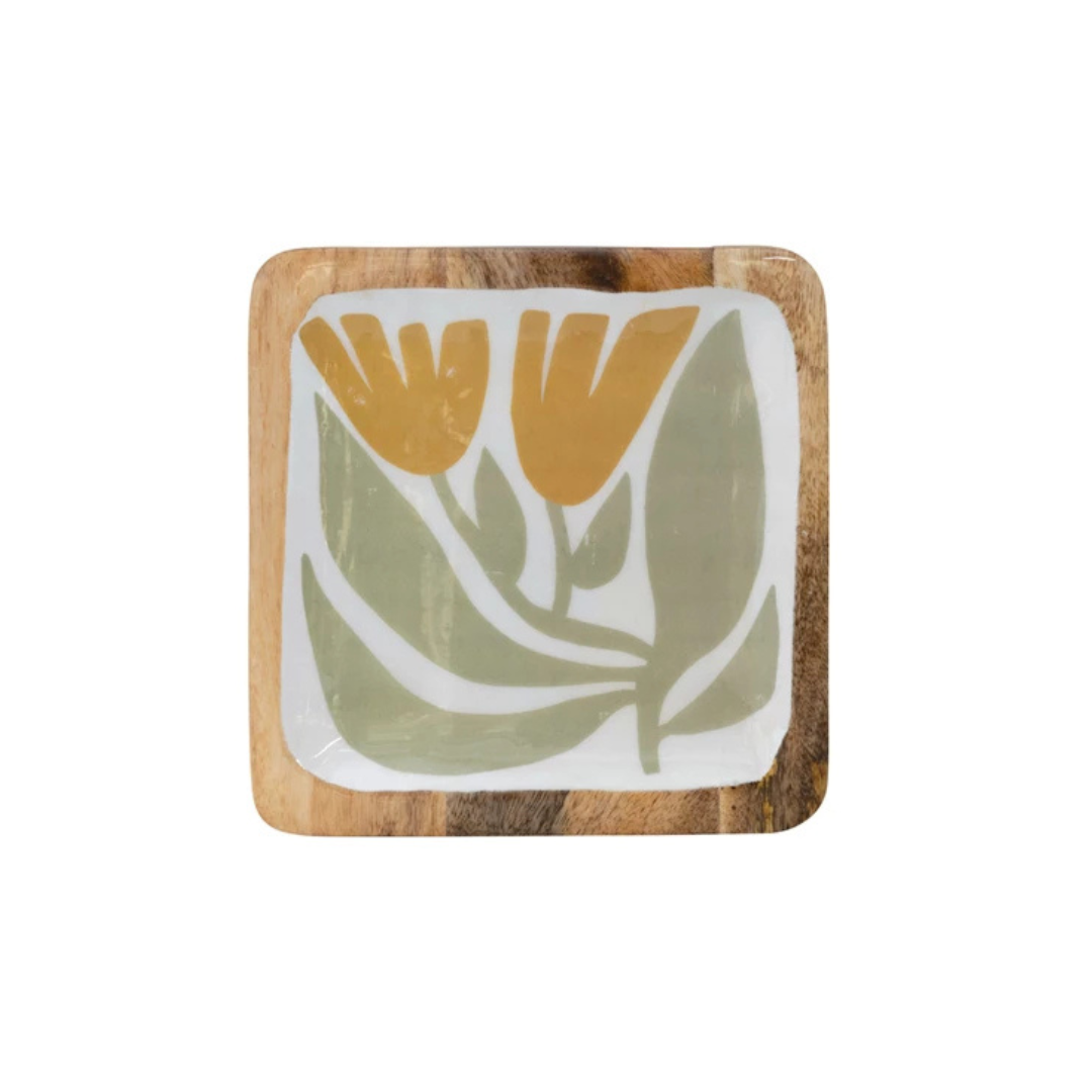 Mango Enameled Wood Plates