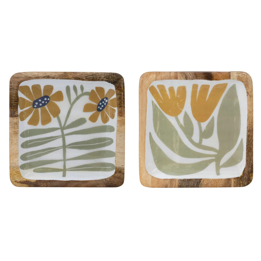 Mango Enameled Wood Plates