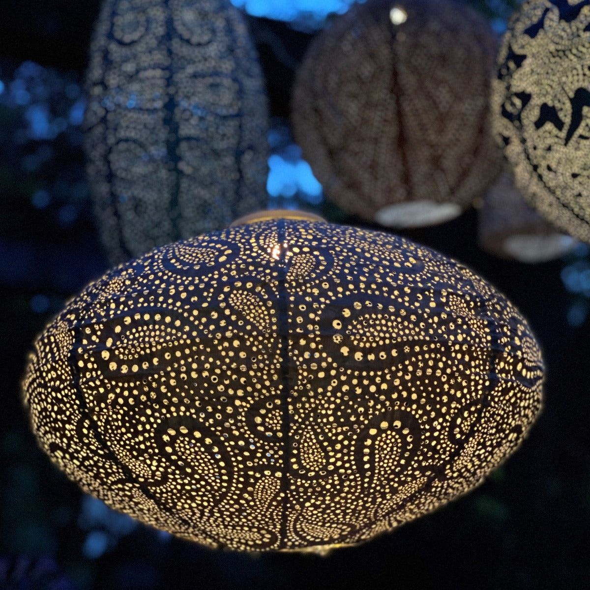 Oval Paisley Lantern, Green