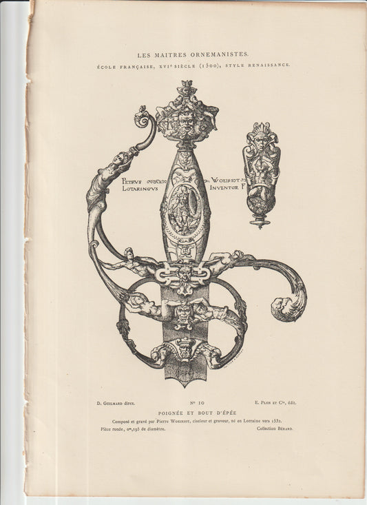 “Renaissance Sword Hilt Engraving • Pierre Woeriot • 16th‑Century French Ornament Print (Les Maîtres Ornemanistes)”
