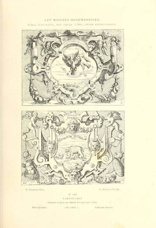 Les Maîtres Ornemanistes Plate 100 – Original 1880 Engraving – French Ornament / Architectural Design