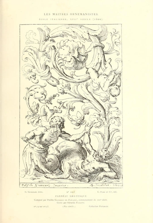 Les Maitres Ornemanistes Plate 103 - 18th Century Rococo Ornament Engraving