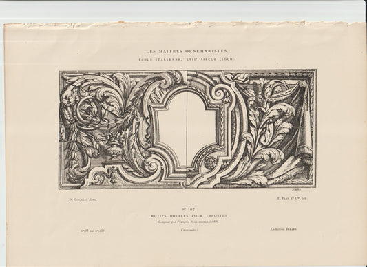 “Motifs doublés pour impostes,” François Bedeschinus (1660), Italian Baroque Architectural Ornament — Les Maîtres Ornemanistes (Facsimile Edition)