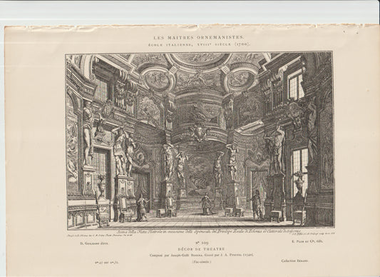 “Décor de Théâtre — After J. A. Pfeffel (1740) — Italian Edition Engraving, Les Maîtres Ornemanistes No. 109”