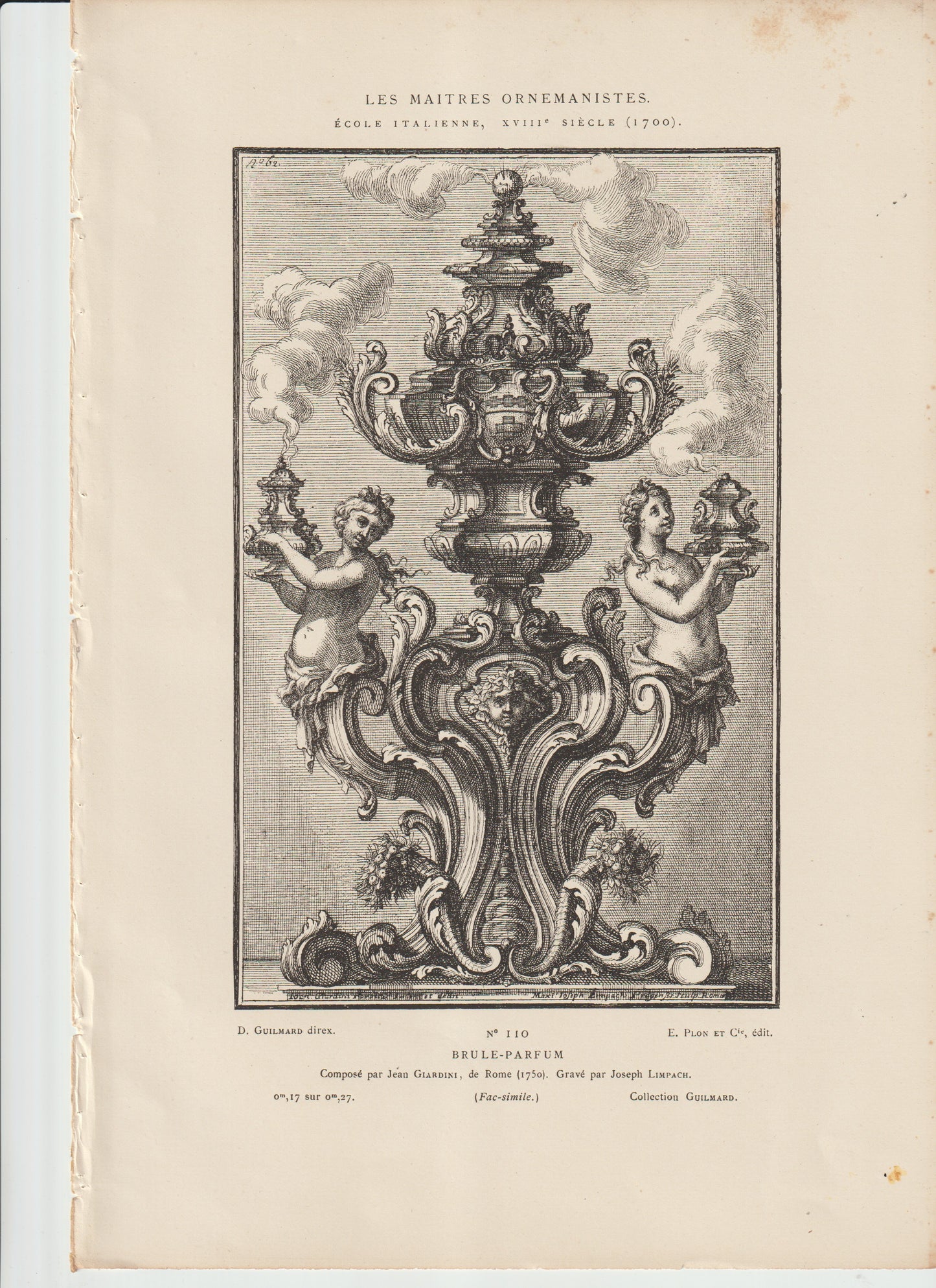 “1750 Italian Incense Burner Engraving • Giardini & Limbach • Baroque Ornament Print (No.110)”