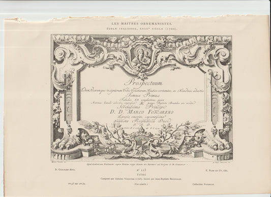 “Antique Ornamental Title Page • ‘Titre — Antoine Visentini’ • Watteau/Bribourg Baroque Cartouche • 19th‑Century French Engraving”
