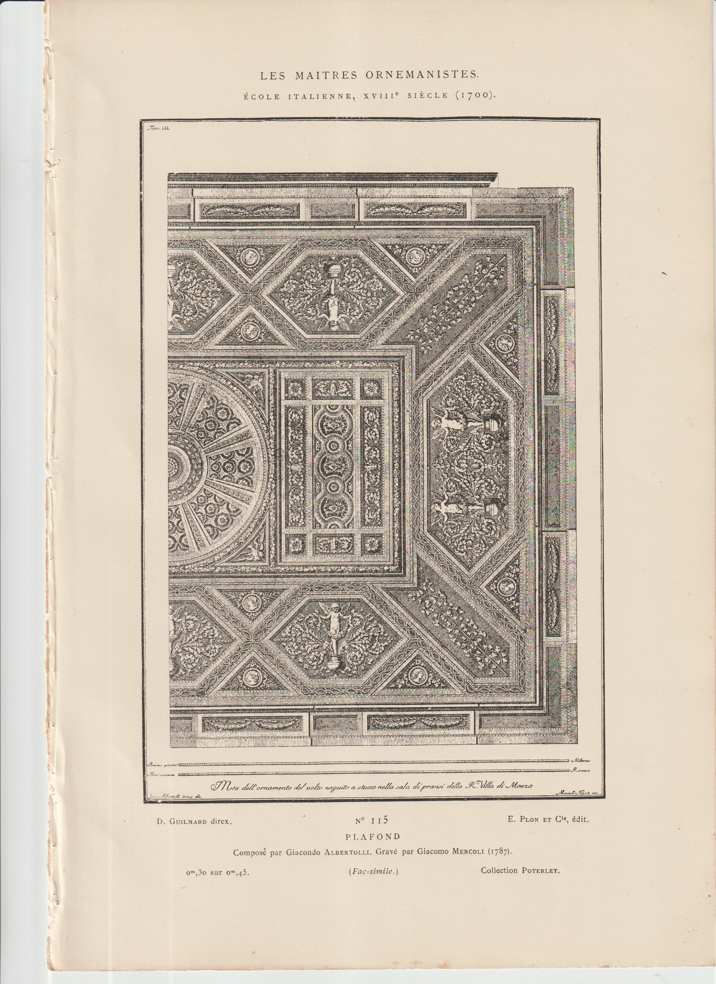 “1782 Italian Ceiling Design Engraving • Giacondo Albertolli • Ornate Neoclassical Plafond • Les Maîtres Ornemanistes Antique Print”
