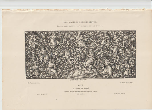 “L’Arbre de Jessé – Israël van Meckenem (after) – Gothic Engraving, Les Maîtres Ornemanistes No. 118, 19th‑Century Plate”