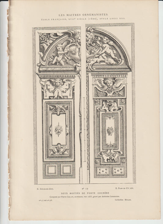 Deux Moitiés de Porte Cochère — Pierre Collot (c.1633), Engraved by Anthoine Lemercier