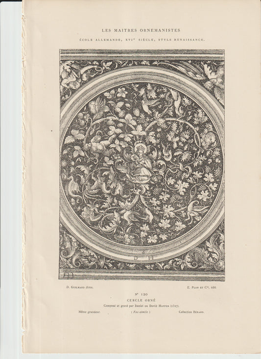 “Daniel Hopfer ‘Cercle Orné,’ 16th‑Century German Renaissance Ornament, Plon et Cie”