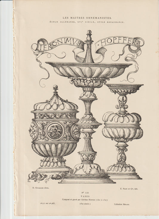 “Antique Renaissance Vase Engraving • Jérôme Hopfer • 19th‑C Ornamental Art Print • German Renaissance Decor”