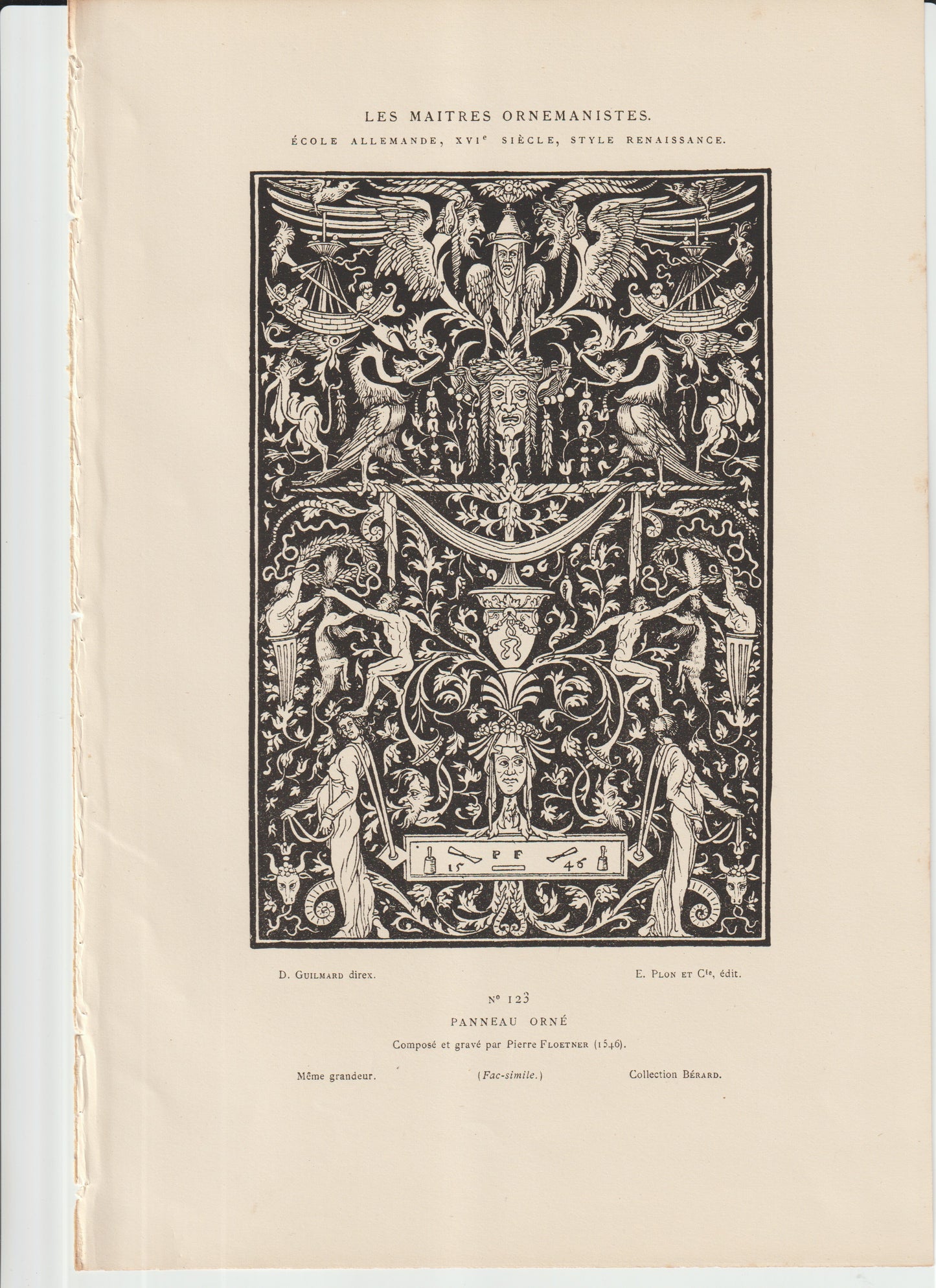 “Renaissance Grotesque Ornamental Panel — Pierre Flöetner, 19th‑c. Engraving — German Renaissance Wall Art, Les Maîtres Ornemanistes No. 123”