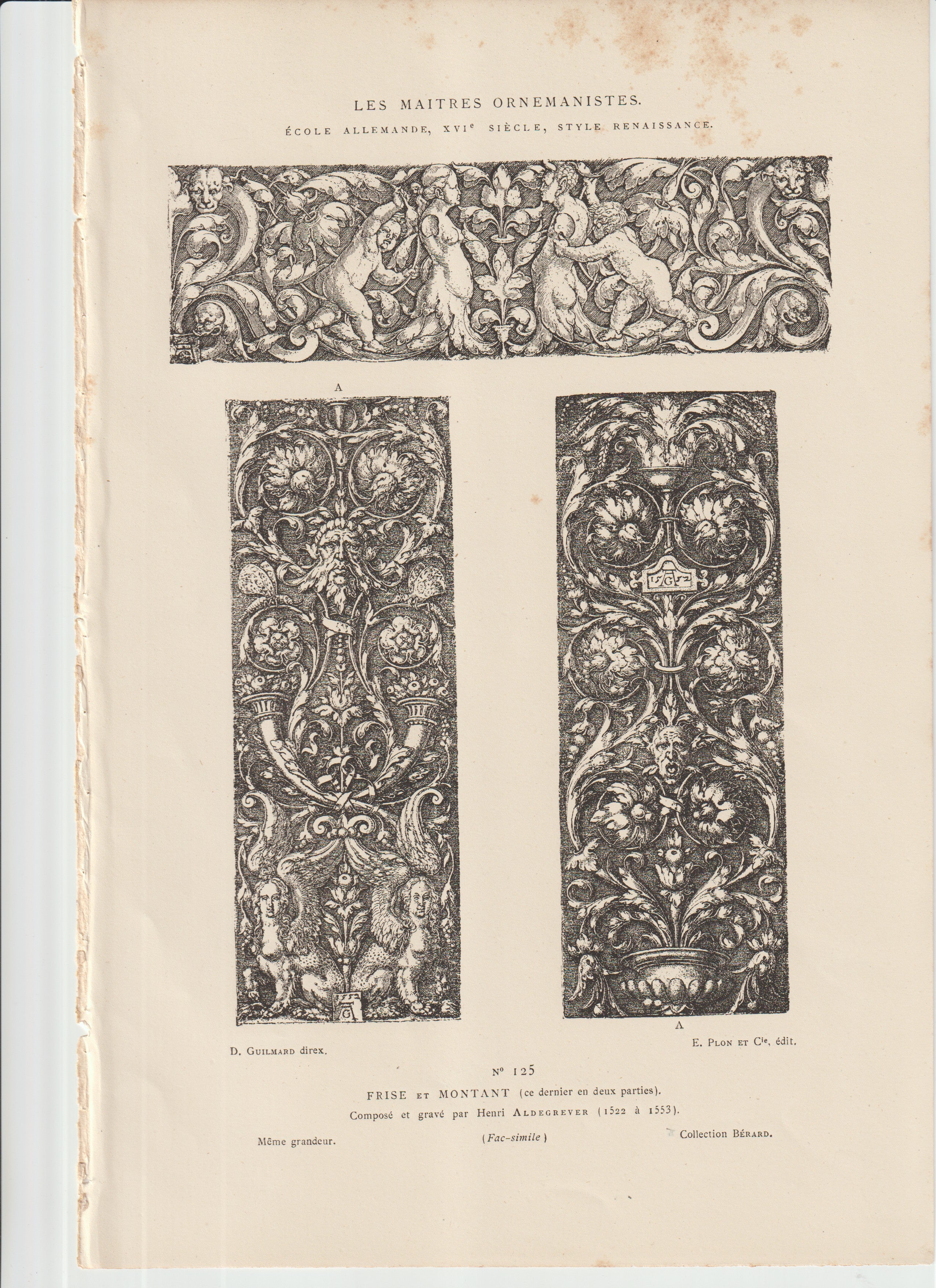 “Aldegrever Frise & Grotesque Panel – Les Maîtres Ornemanistes No. 125 ...