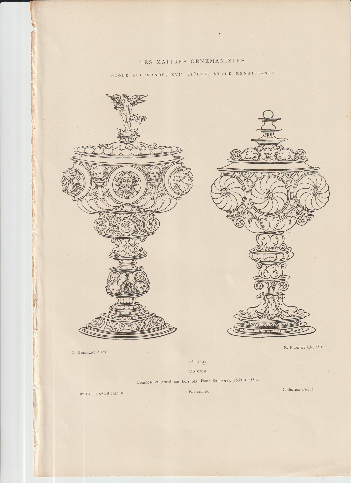 “Les Maîtres Ornemanistes No.129 — Hans Brosamer Woodcut Facsimile, German Renaissance Vases (Foulc Collection)”