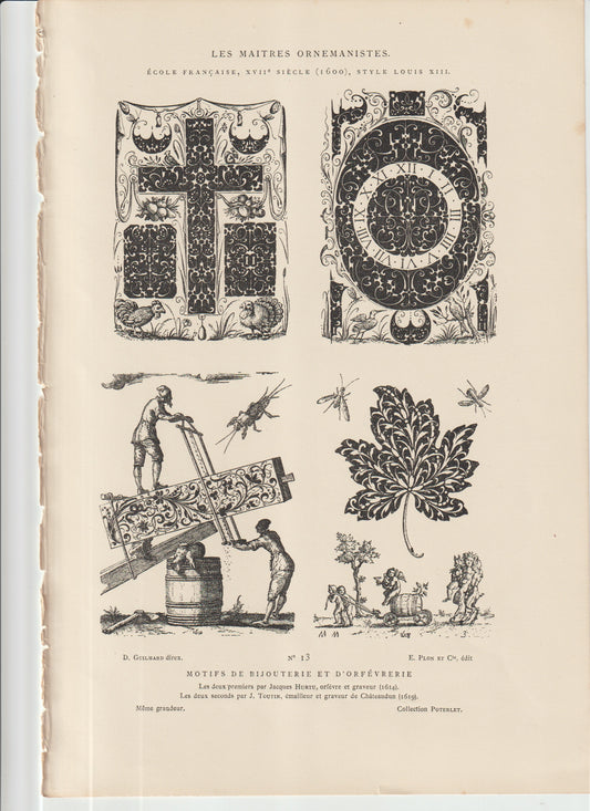 “1610s French Jewelry & Goldsmith Motifs — Jacques Huron & J. Toutin Engravings, Louis XIII Ornament Print”