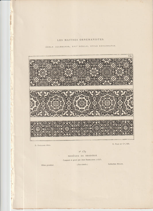 “Antique Renaissance Palmette Ornament Print — 1621 German Goldsmith Design by Symoni — Architectural Scrollwork Engraving”