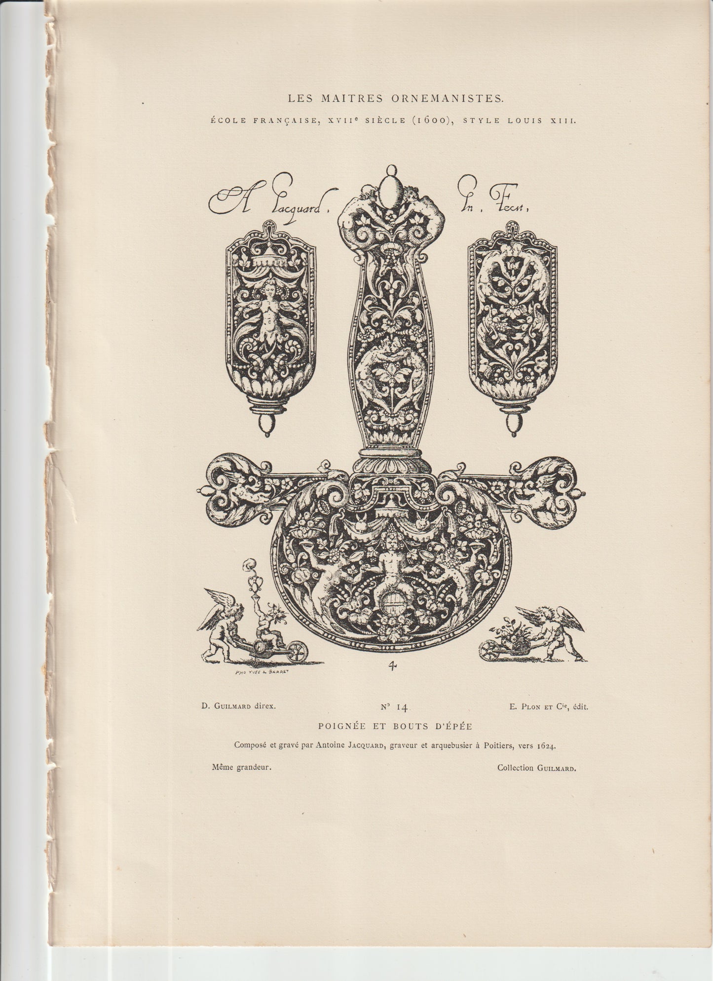 “Antique 17th C. French Sword Hilt & Pommel Engraving – Louis XIII Style – Jacquard, Plon et Cie”