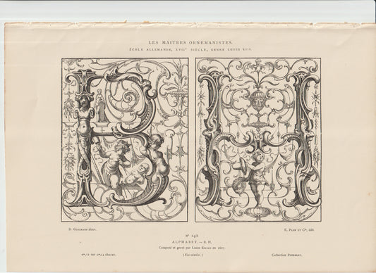 “Alphabet B.H. — Lucas Kilian Engraving — 19th‑C Poterlet Impression — Ornamental Initials