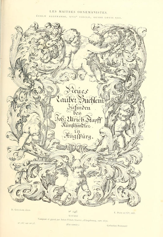 Les Maîtres Ornemanistes Plate 146 — 18th‑Century Rococo Ornament Engraving — Original Antique French Decorative Art Print