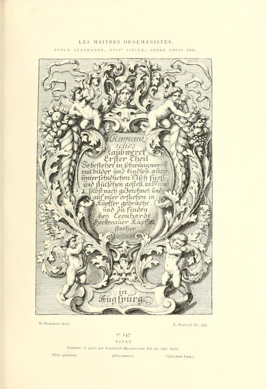 Les Maîtres Ornemanistes Plate 147 – Original 1880 Engraving – French Ornament / Architectural Design
