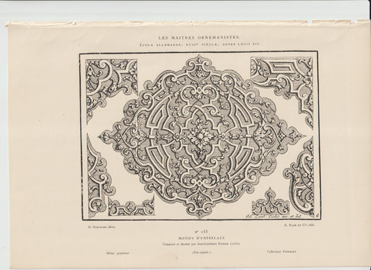 “Antique Entrelacs Ornament Print – 19th‑C Engraving After a 1730 German Strapwork Design, Eysler Circle”