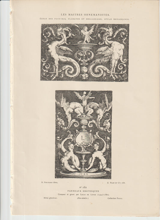 “Les Maîtres Ornemanistes Plate 162 – Original 19th‑C Architectural Ornament Engraving (Plon et Cie)”