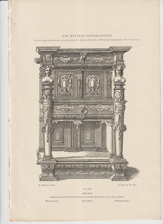 “Les Maîtres Ornemanistes No.167 — Paul Vredeman de Vries ‘Meuble’ — Plon et Cie Facsimile Engraving”