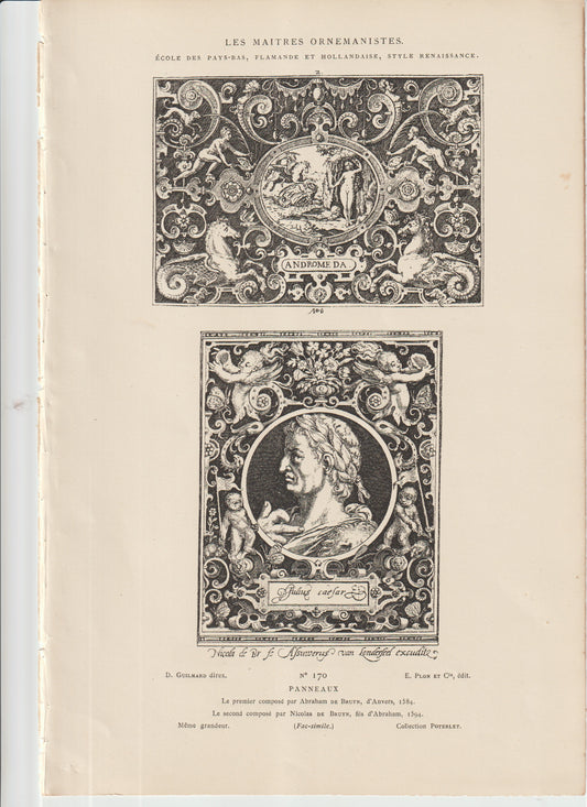 “1584 Abraham de Bruyn Renaissance Ornament Panel – Original Les Maîtres Ornemanistes Plate 170 (Flemish Engraving)”