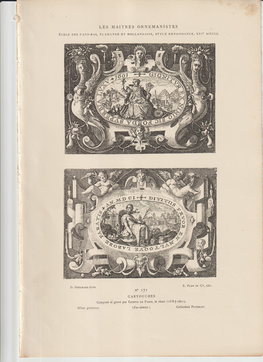 “Crispin de Passe Cartouches — Renaissance Ornament Engraving — Les Maîtres Ornemanistes No. 171 (Plon et Cie)”