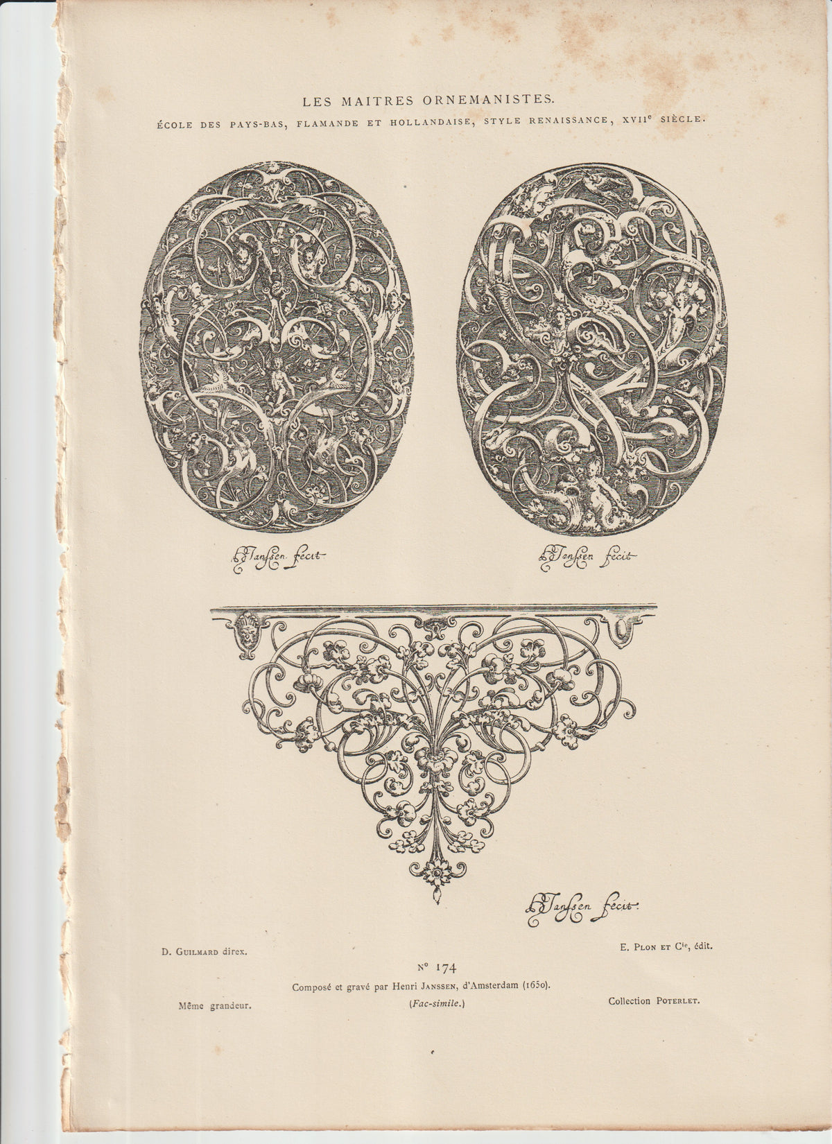 174 Design “Les Maîtres Ornemanistes Plate 174 – Henri Janssen (1650) – Plon et C ...