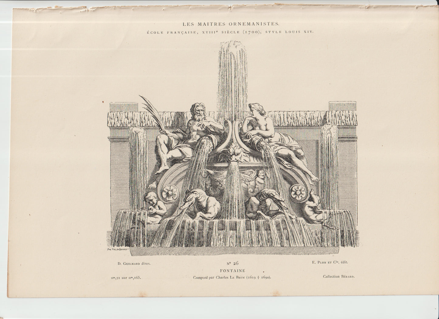 “Les Maîtres Ornemanistes No.26 – ‘Fontaine’ After Charles Le Brun – 19th‑C Engraving”