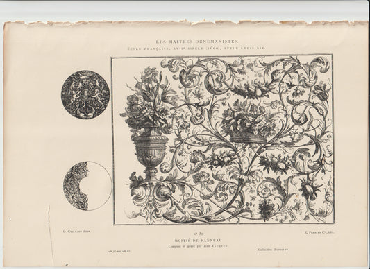 “Antique Louis XIV Ring Ornament — 18th‑Century French Engraving by Jean Vaucher, Les Maîtres Ornemanistes No. 30”