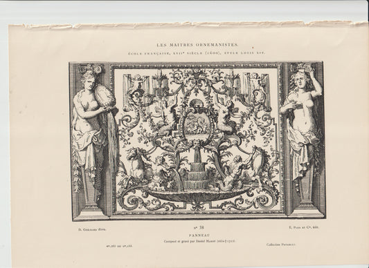 “Daniel Marot ‘Panneau’ Architectural Engraving, 19th‑Century French Baroque”