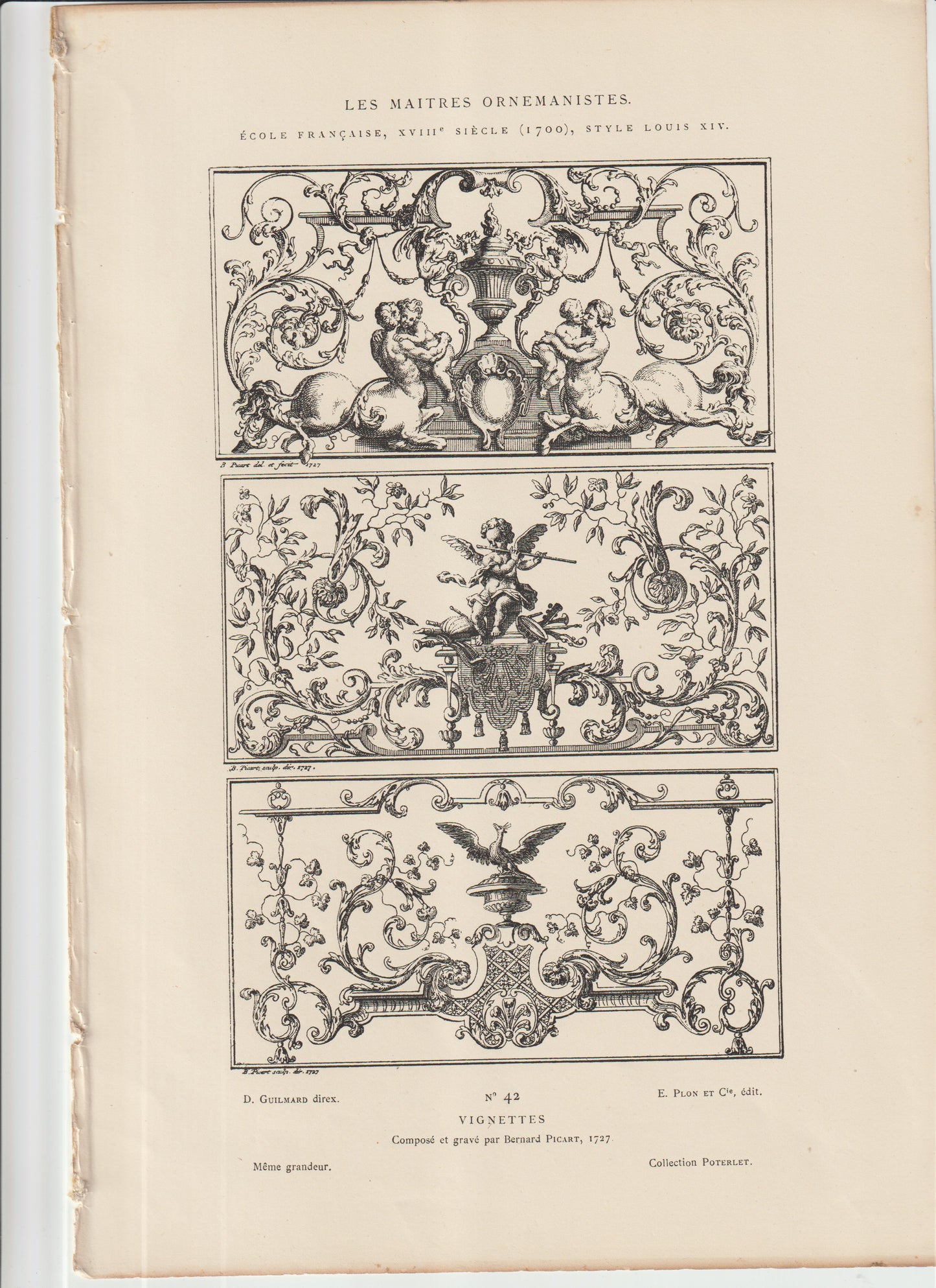 “1727 Louis XIV Ornamental Vignettes – Bernard Picart Engraving – French Rococo Decor Plate No. 42”