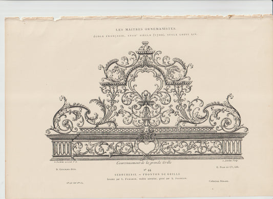 “Les Maîtres Ornemanistes No. 44 — Dorigny Ironwork Engraving, ‘Couronnement de la Grande Grille’”