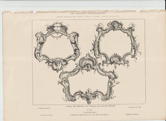 “Antique French Rococo Cartouches • Designed by Nicolas Pineau • Les Maîtres Ornemanistes No. 45”
