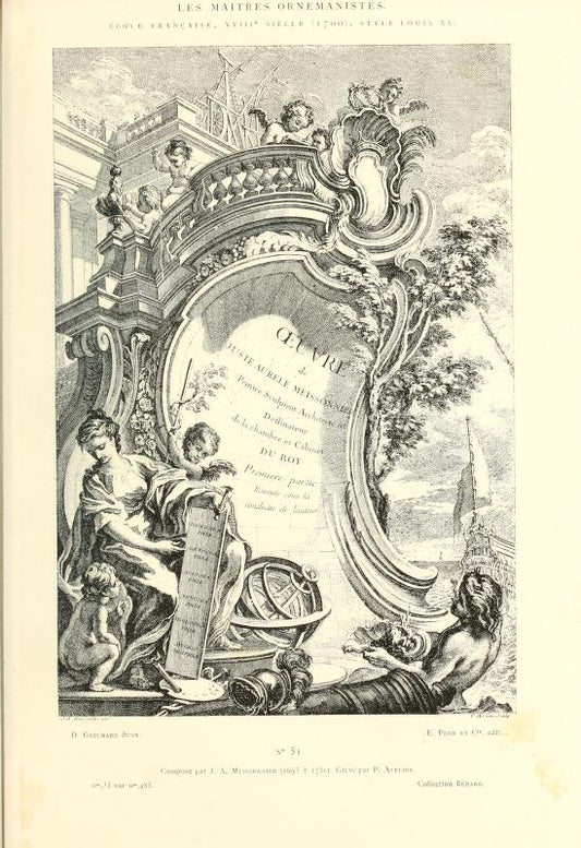 French Baroque Ornament Engraving – Plate 51, Les Maîtres Ornemanistes (1880) – Antique Architectural Art Print